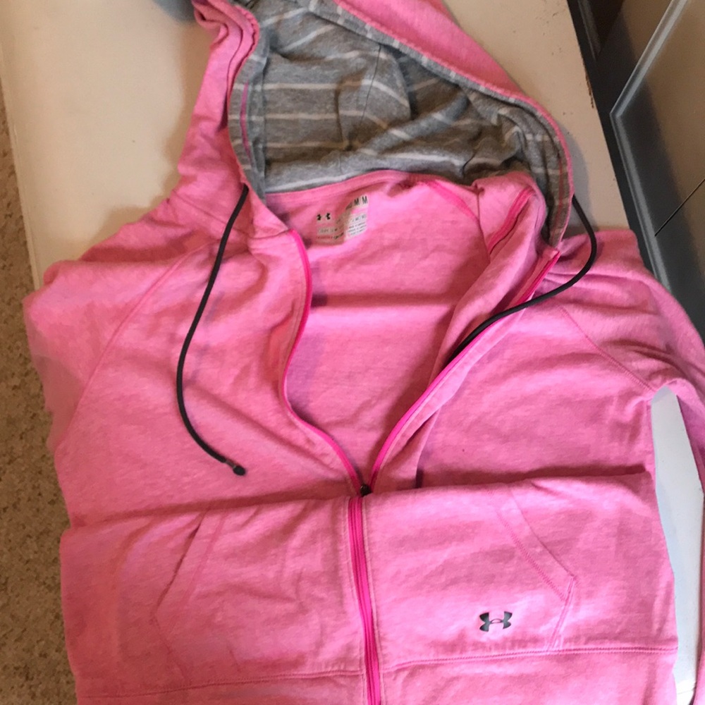 Under Armour long sleeve zip up with hood.